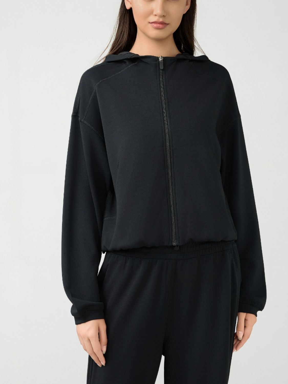 Millennia Zip Up Dropped Shouder Active Hooded-Angel Casuals