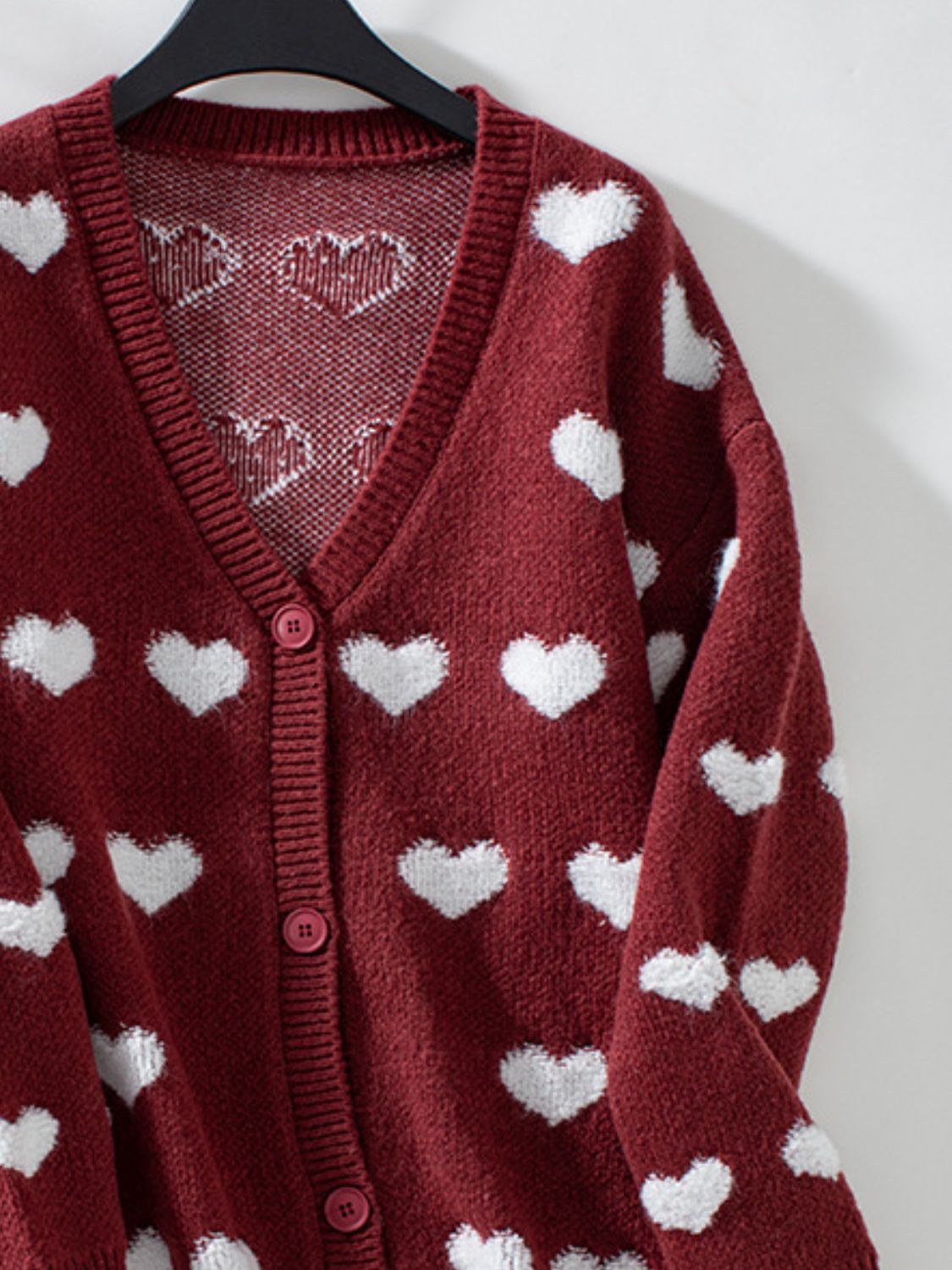 Heart V-Neck Button Up Long Sleeve Cardigan-Angel Casuals