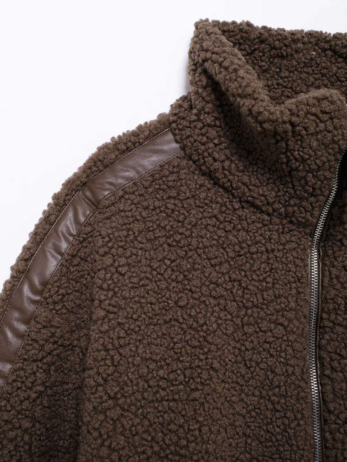 Zip Up Turtleneck Long Sleeve Plush Jacket-Angel Casuals