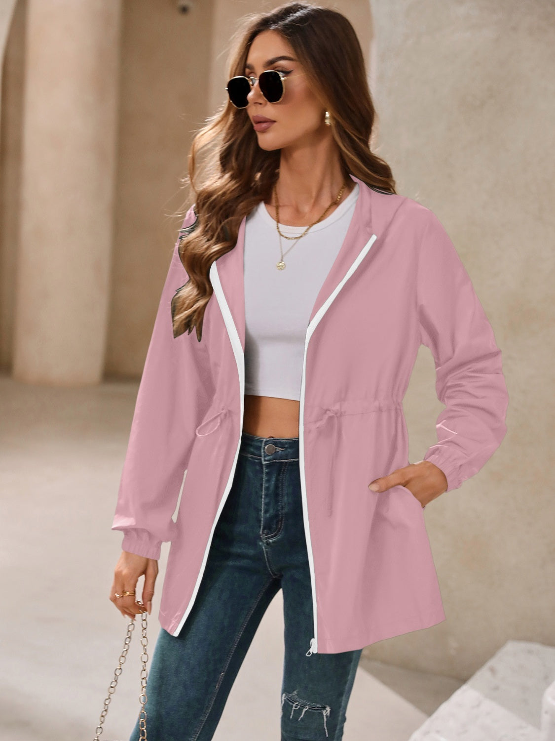 Ivy Lane Outdoor Waterproof Long Sleeve Hooded Windbreaker-Angel Casuals