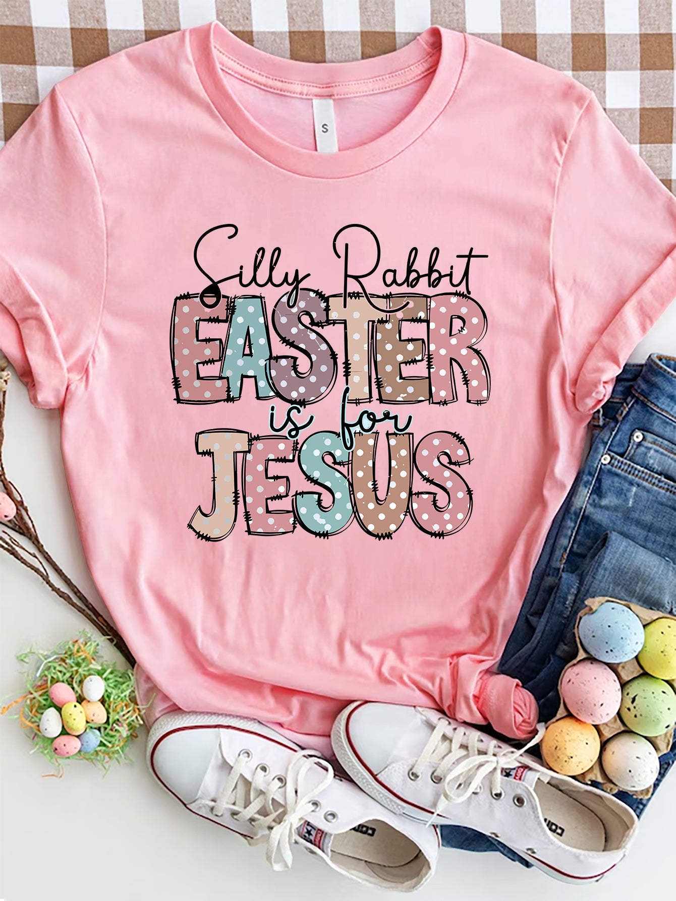 Letter Graphic Round Neck Short Sleeve T-Shirt-Angel Casuals