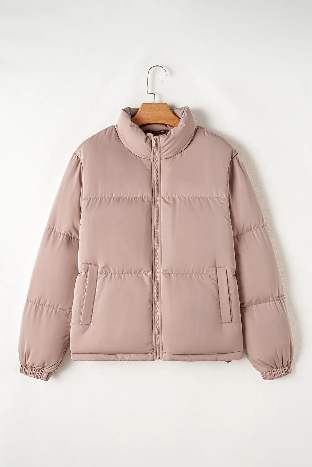 Turtleneck Zip Up Long Sleeve Winter Coat-Angel Casuals