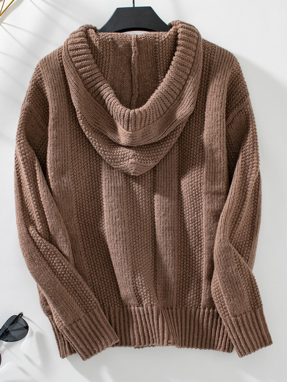 Drawstring Long Sleeve Hooded Sweater-Angel Casuals