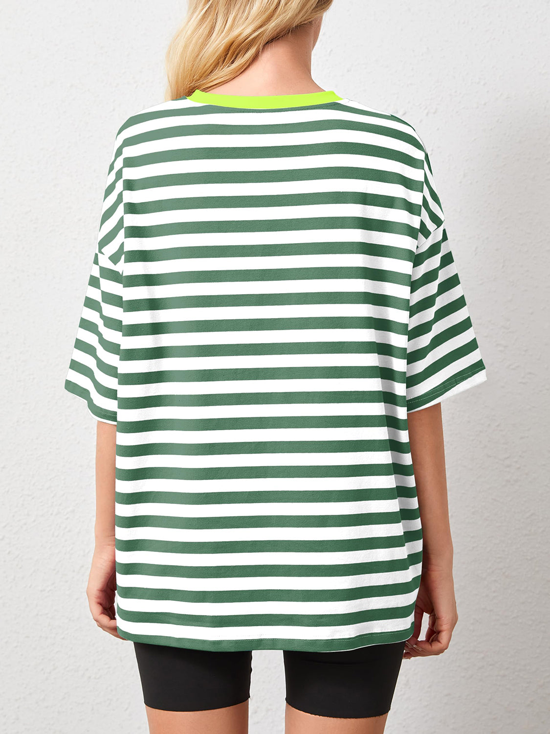 Striped Round Neck Half Sleeve T-Shirt-Angel Casuals