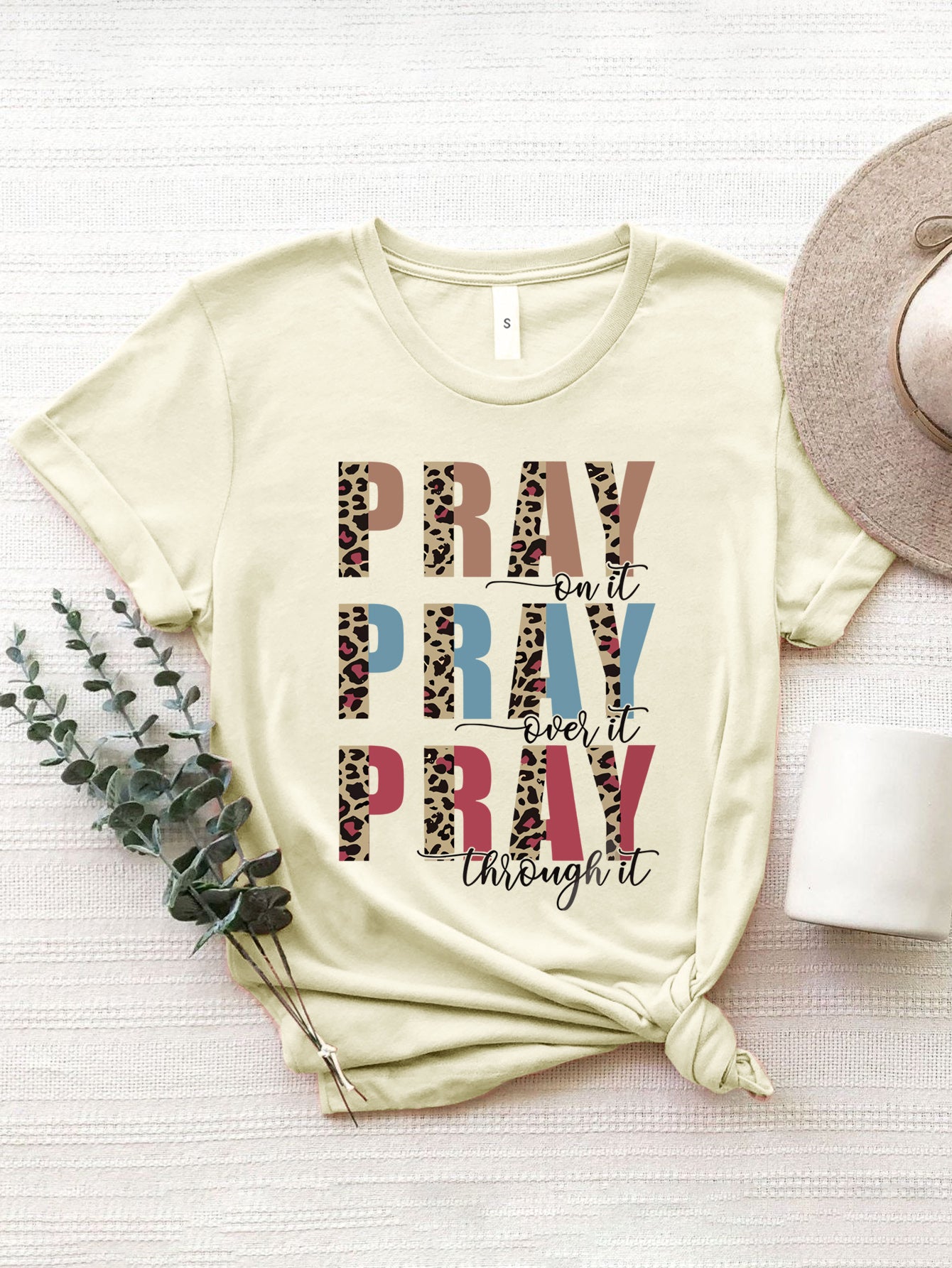 Letter Graphic Round Neck Short Sleeve T-Shirt-Angel Casuals
