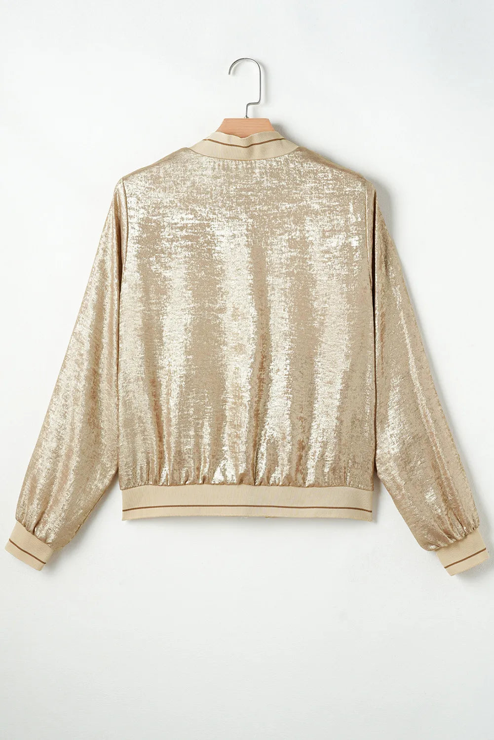 Baseball Collar Zip Up Long Sleeve Jacket-Angel Casuals