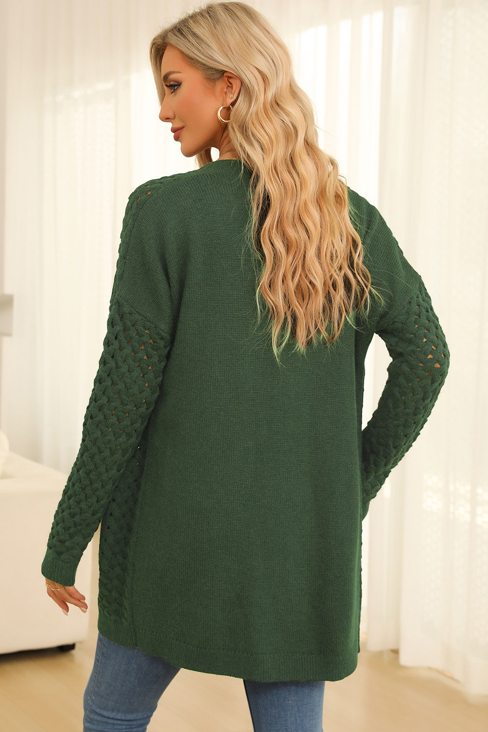 Open Front Dropped Shoulder Cardigan with Pockets-Angel Casuals
