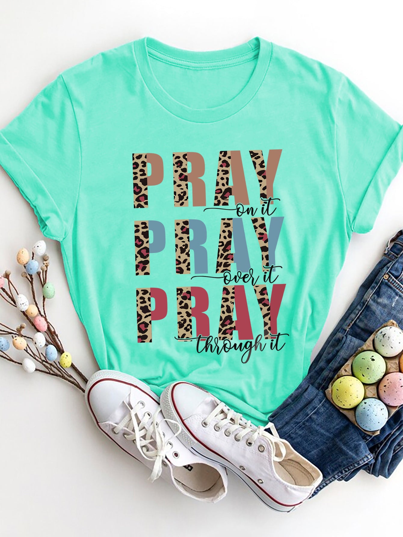 Letter Graphic Round Neck Short Sleeve T-Shirt-Angel Casuals