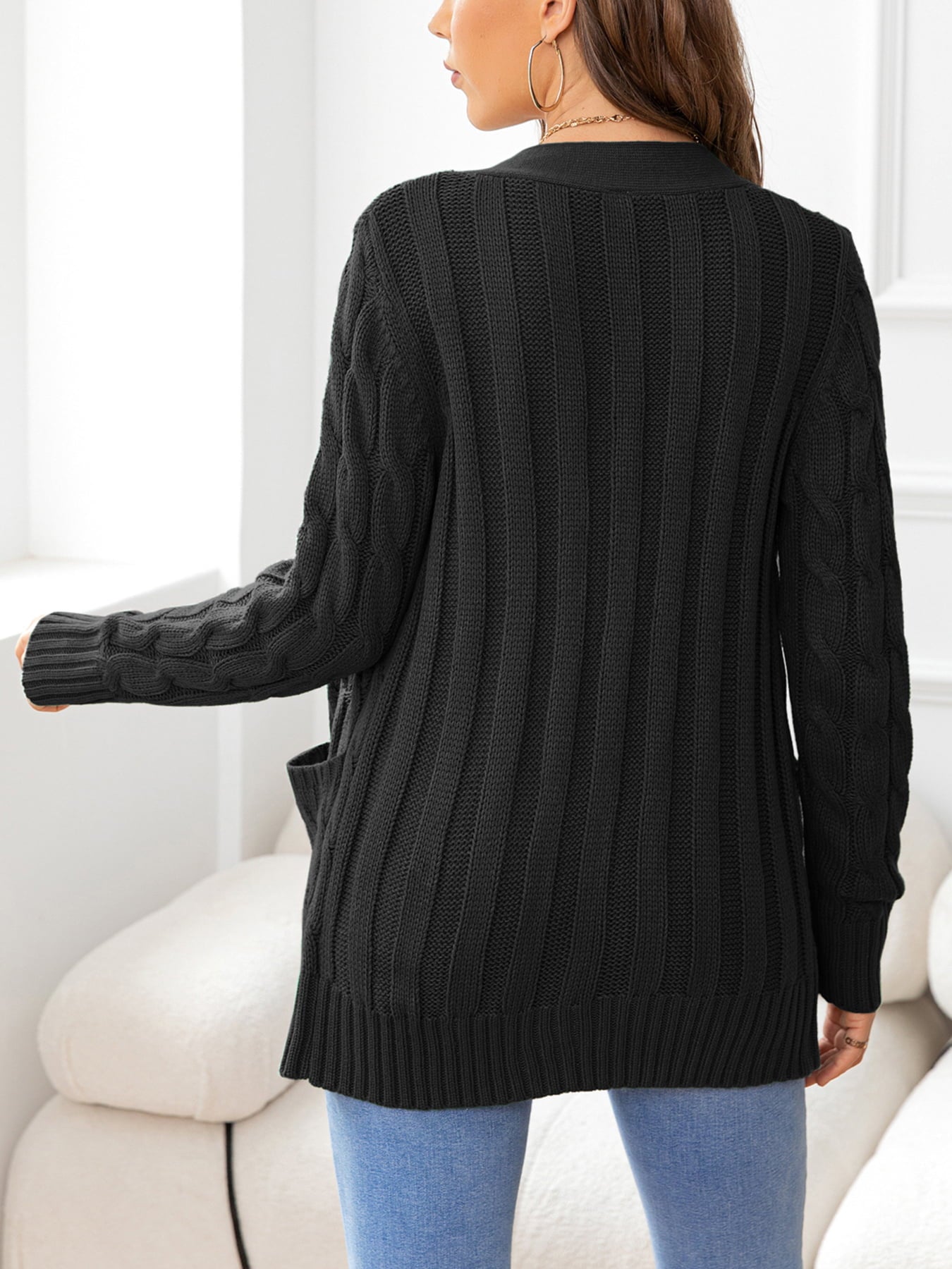 Button Down Cable-Knit Cardigan-Angel Casuals