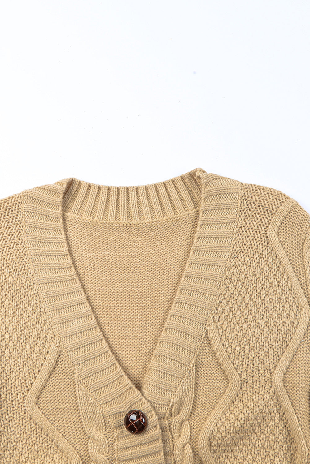 Cable-Knit Button Down V-Neck Cardigan-Angel Casuals