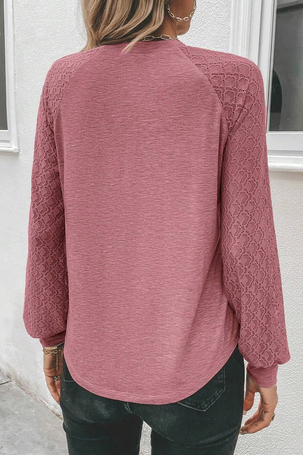 Heathered Round Neck Long Sleeve T-Shirt-Angel Casuals
