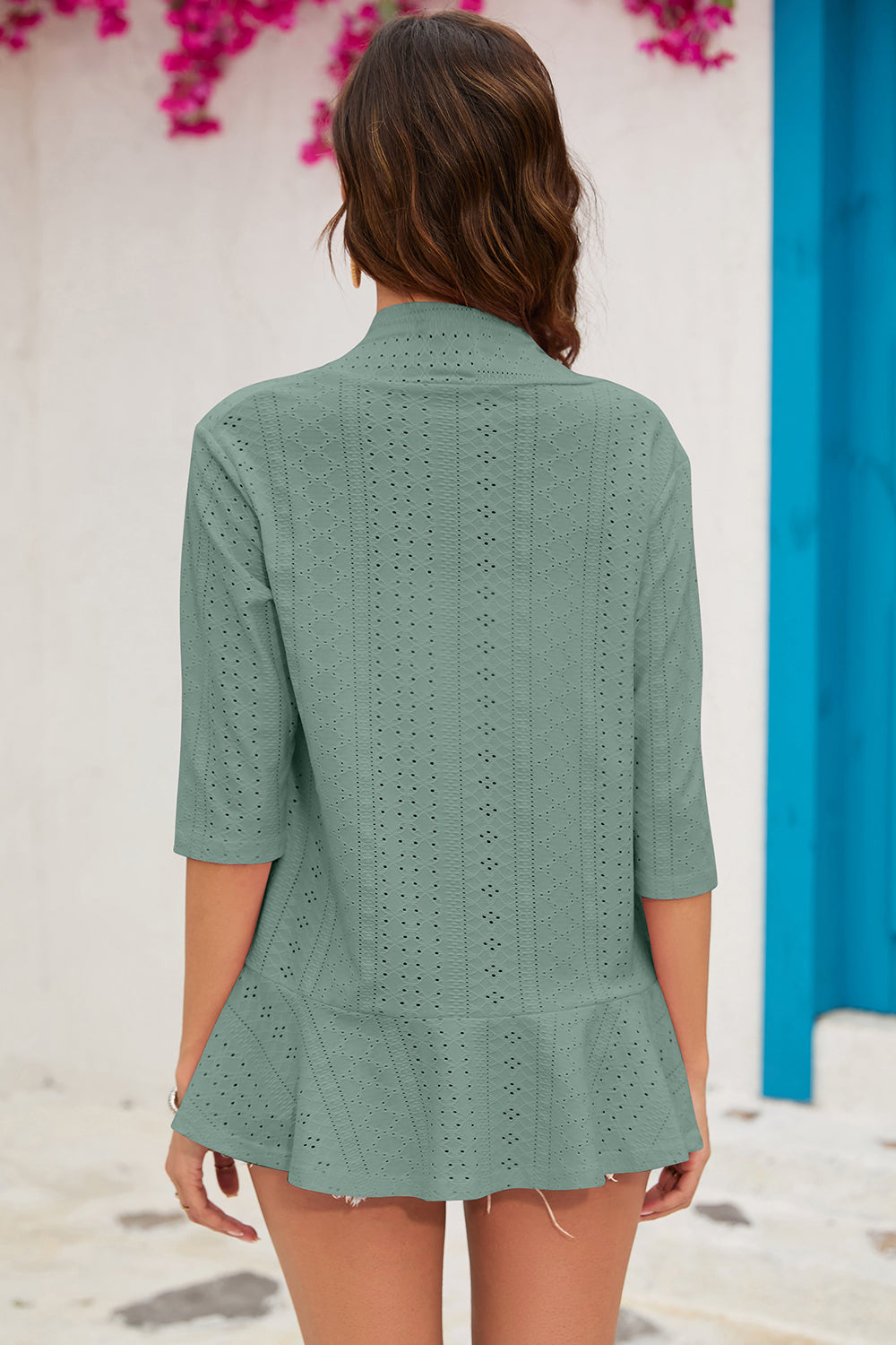Eyelet Open Front Cardigan-Angel Casuals