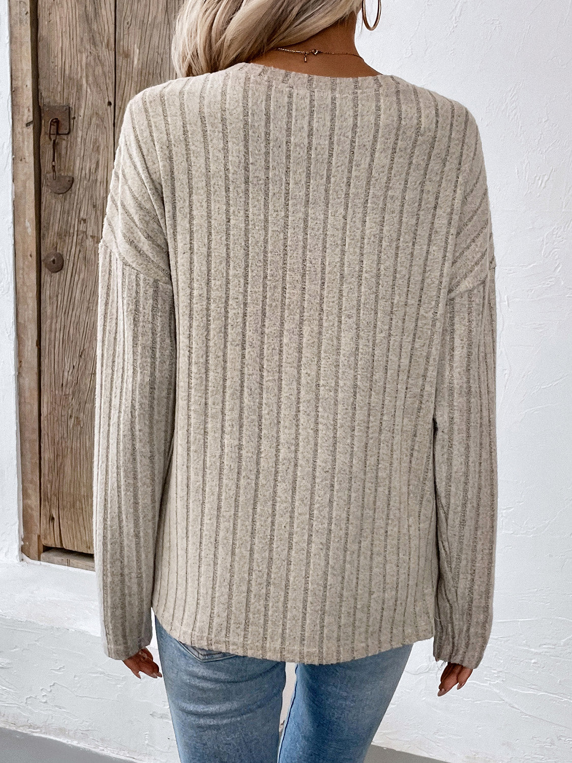 Round Neck Dropped Shoulder T-Shirt-Angel Casuals
