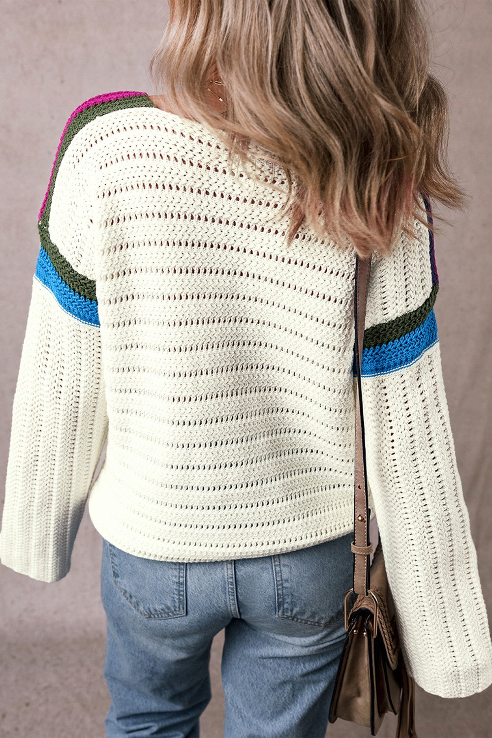 Flower Round Neck Long Sleeve Sweater-Angel Casuals