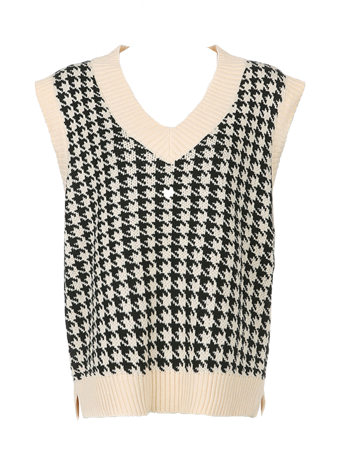 Houndstooth V-Neck Sweater Vest-Angel Casuals