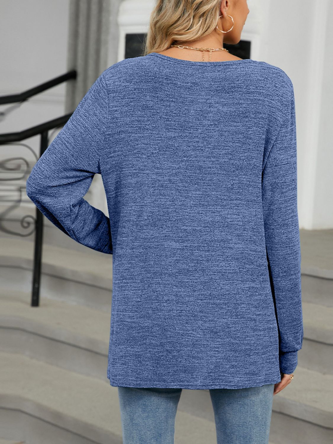 Cutout Round Neck Long Sleeve T-Shirt-Angel Casuals