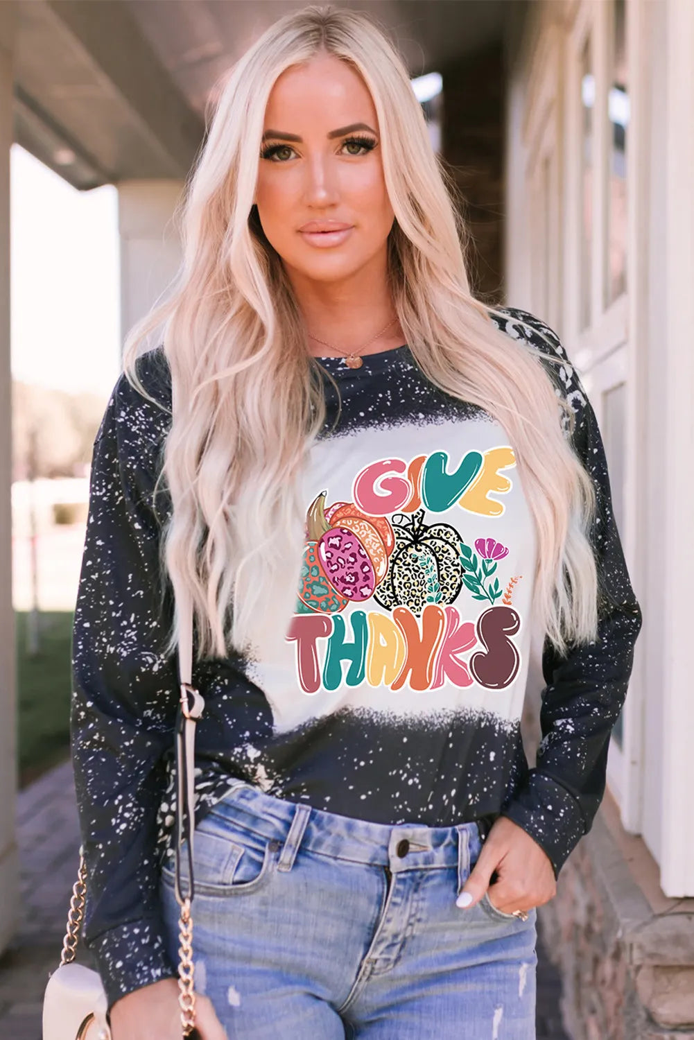 Pumpkin Graphic Round Neck Long Sleeve T-Shirt-Angel Casuals