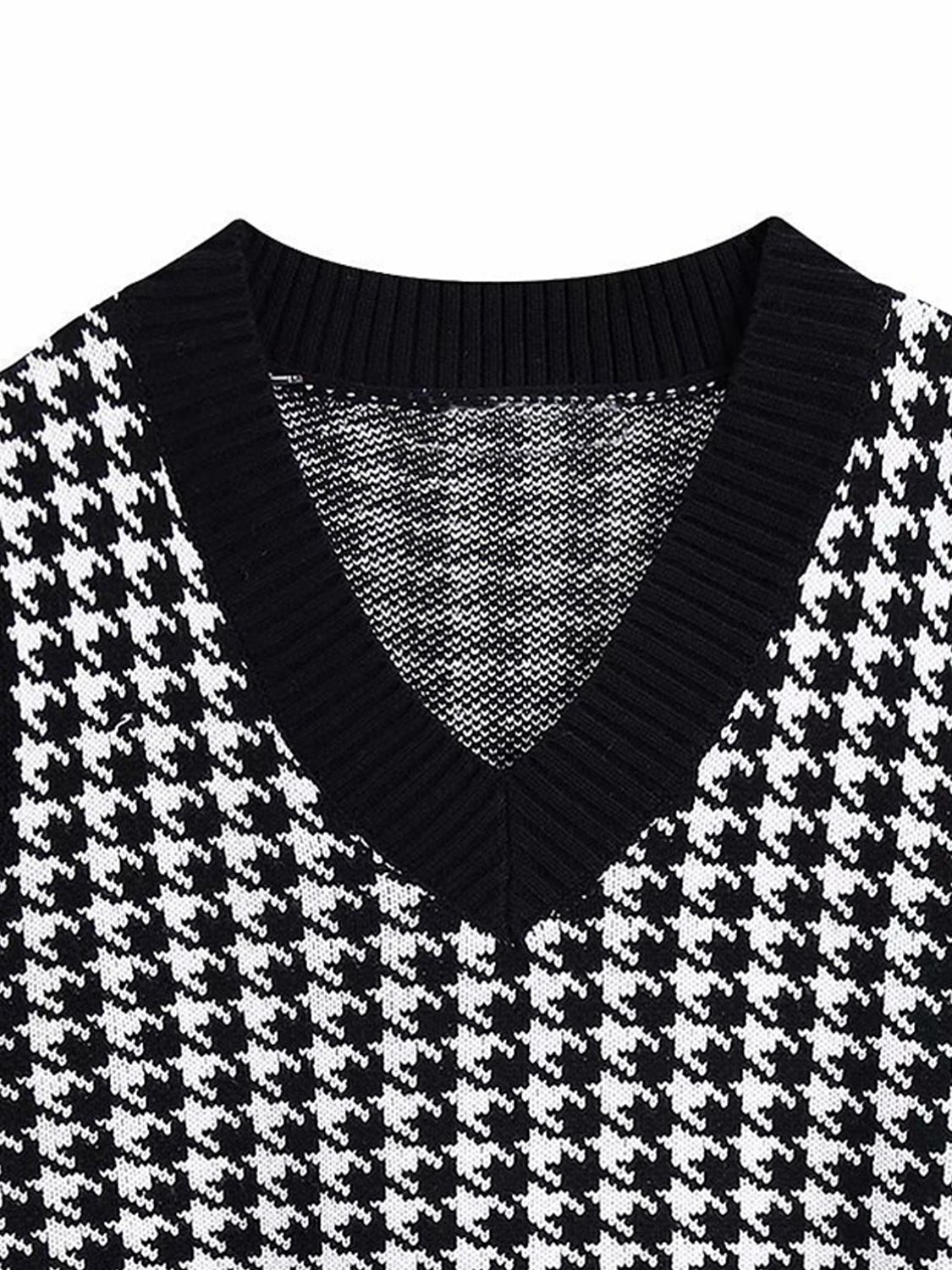 Houndstooth V-Neck Sweater Vest-Angel Casuals