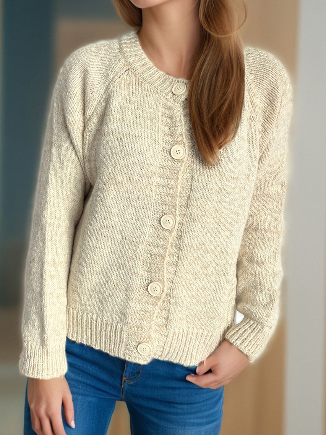 Heathered Button Down Long Sleeve Cardigan-Angel Casuals