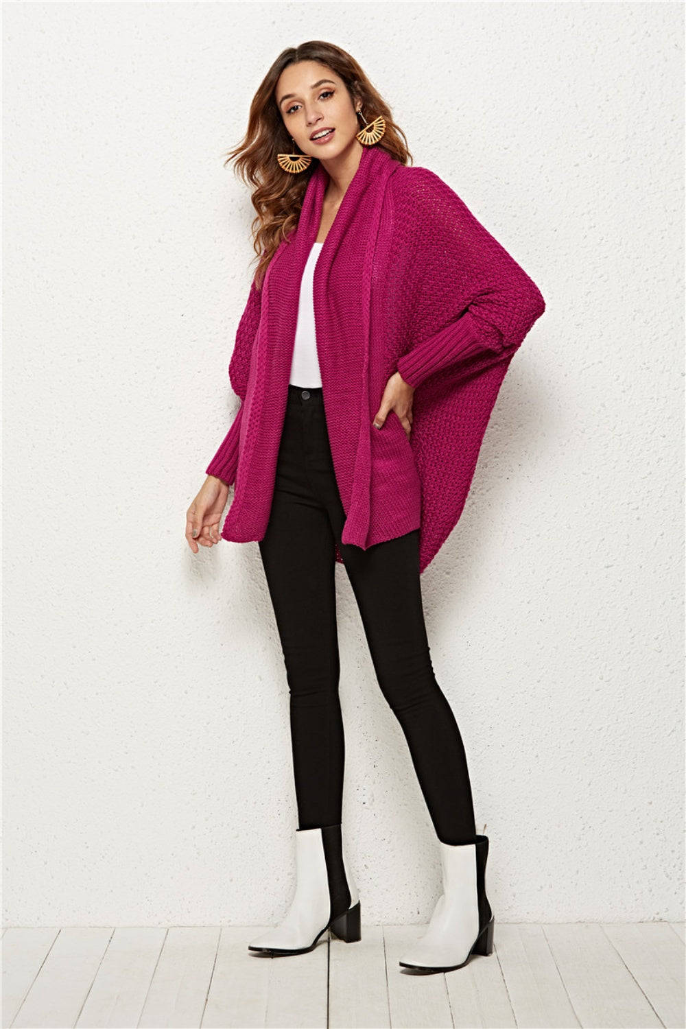 Angel Wings Open Front Batwing Sleeve Cardigan-Angel Casuals