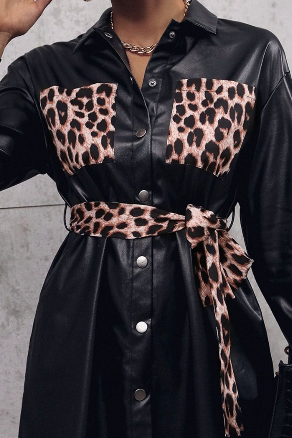 Ivy Lane Tied Leopard Snap Down Trench Coat-Angel Casuals