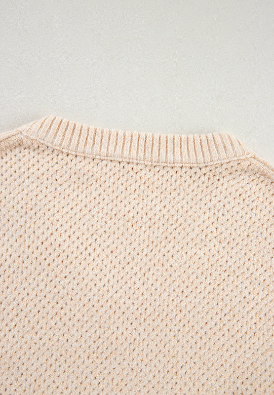 V-Neck Dropped Shoulder Long Sleeve Sweater-Angel Casuals