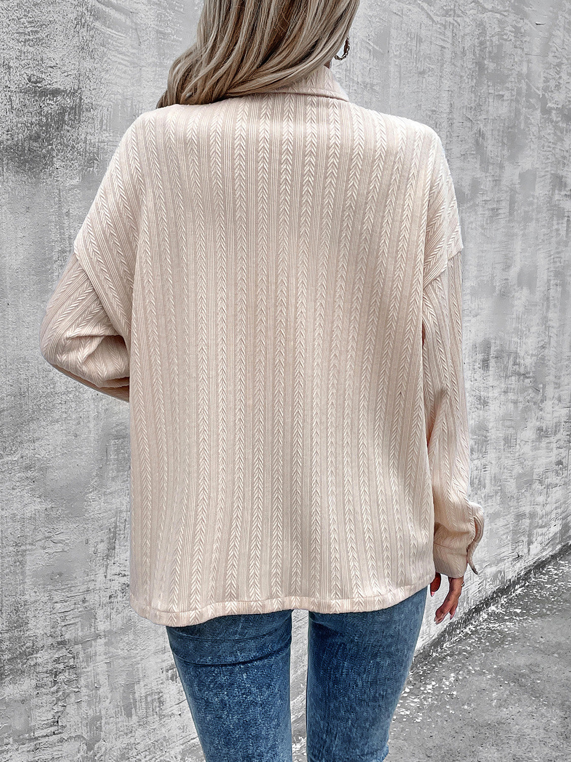 Pocketed Button Up Dropped Shoulder Jacket-Angel Casuals