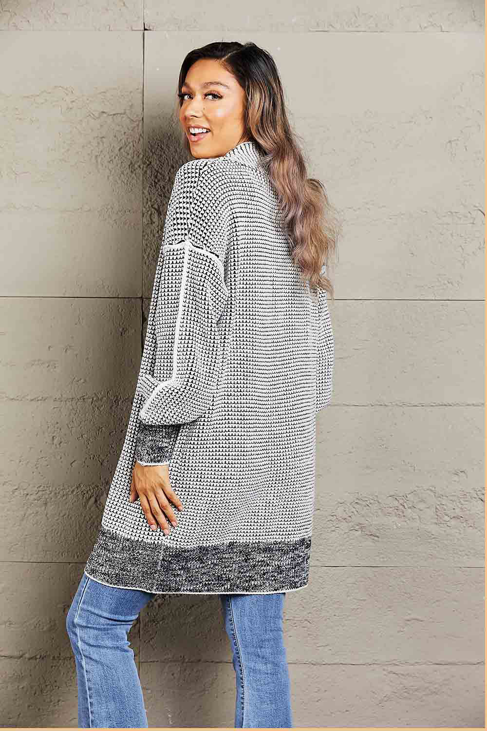 Woven Right Heathered Open Front Longline Cardigan-Angel Casuals