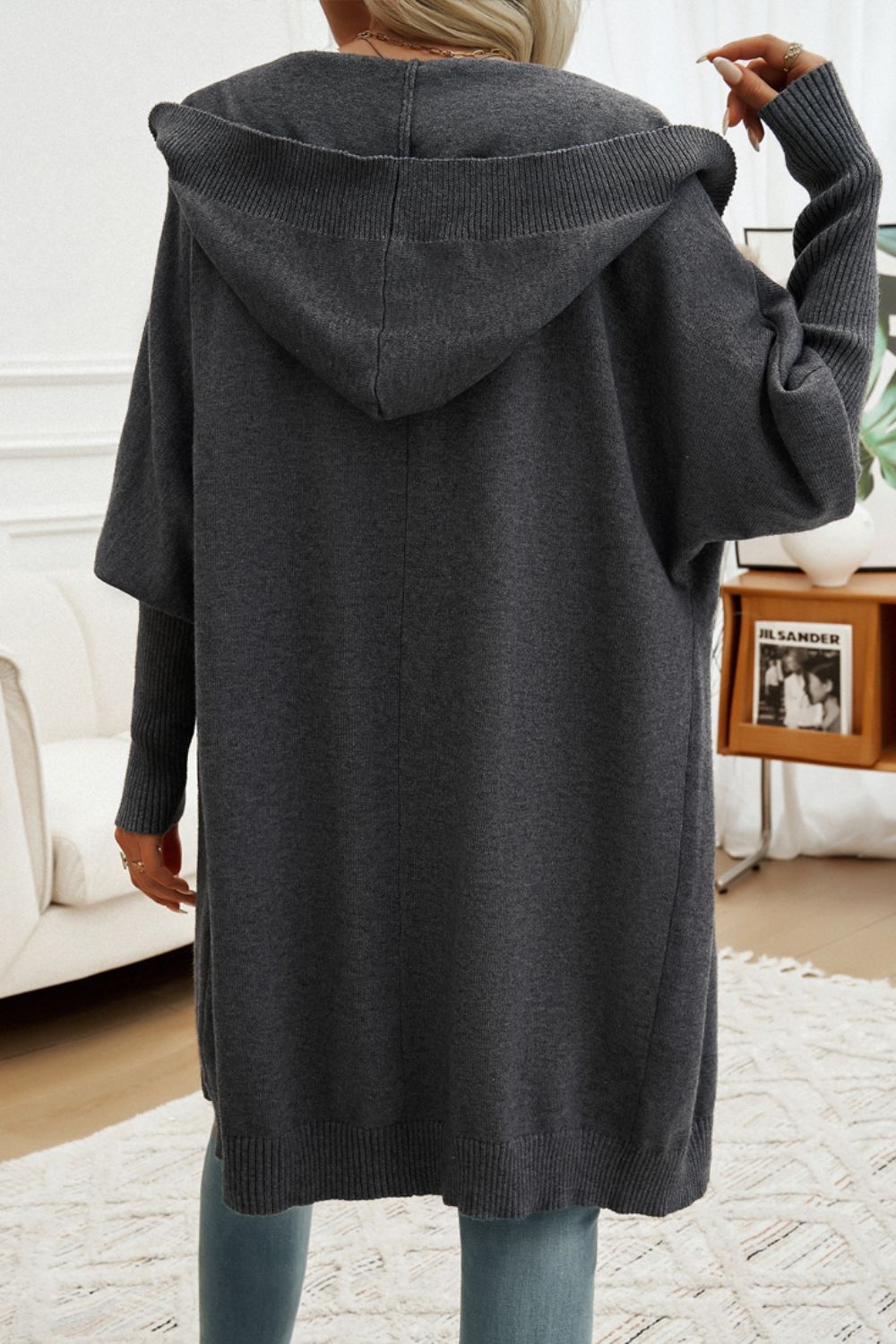 Devine Button Up Long Sleeve Hooded Cardigan-Angel Casuals