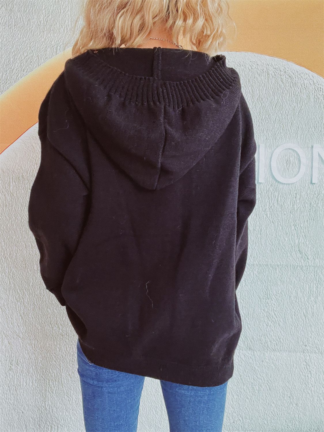 Dropped Shoulder Long Sleeve Hooded Cardigan-Angel Casuals