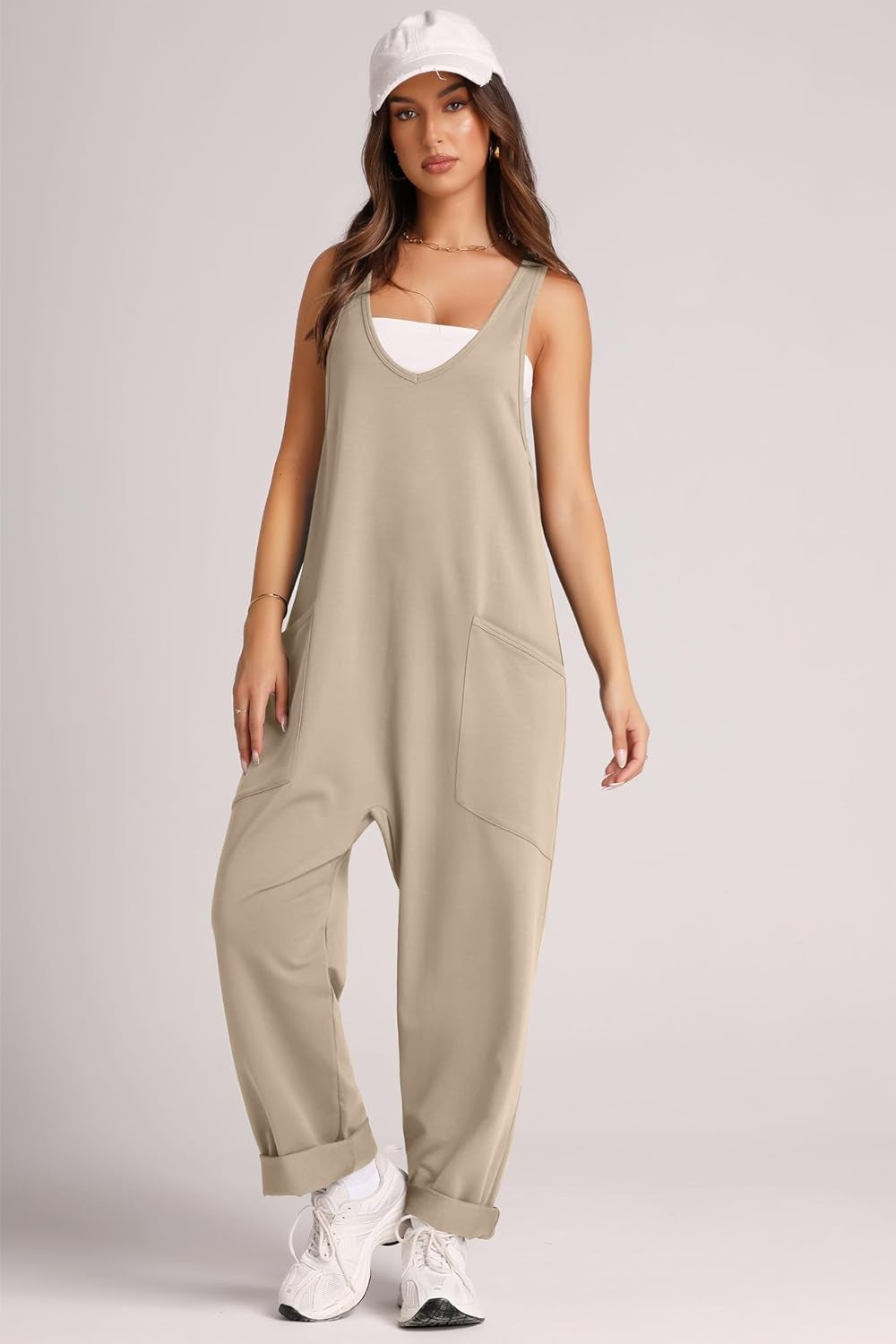 Wide Strap Jumpsuit with Pockets-Angel Casuals