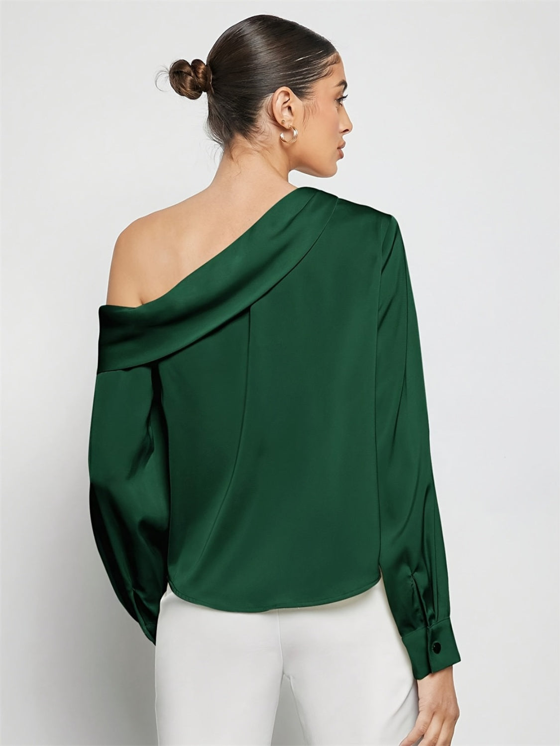 Ruched One Shoulder Long Sleeve Top-Angel Casuals