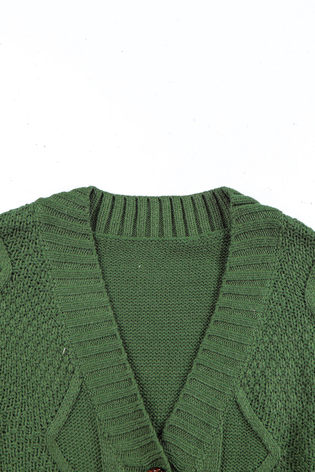 Cable-Knit Button Down V-Neck Cardigan-Angel Casuals