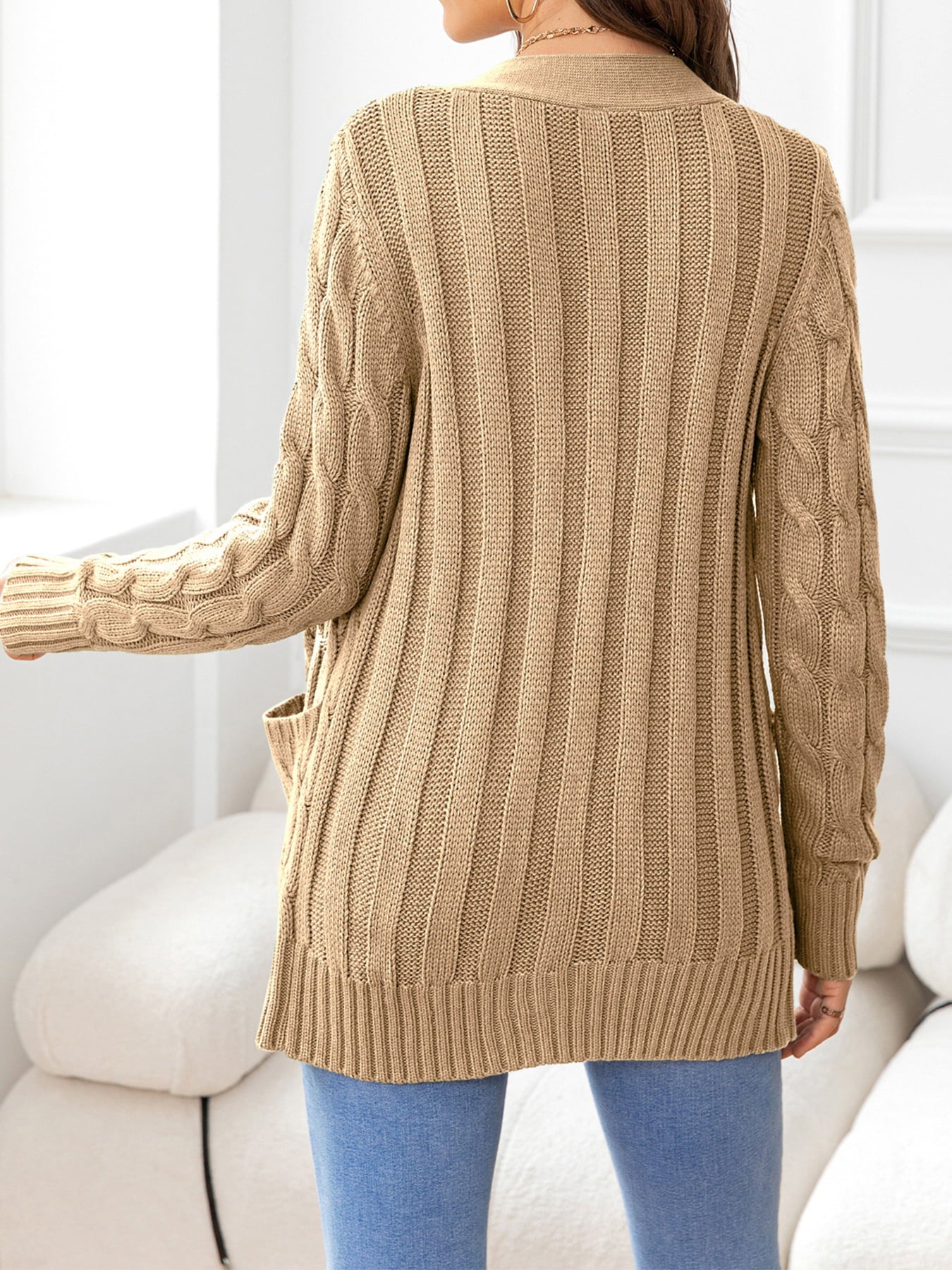 Button Down Cable-Knit Cardigan-Angel Casuals