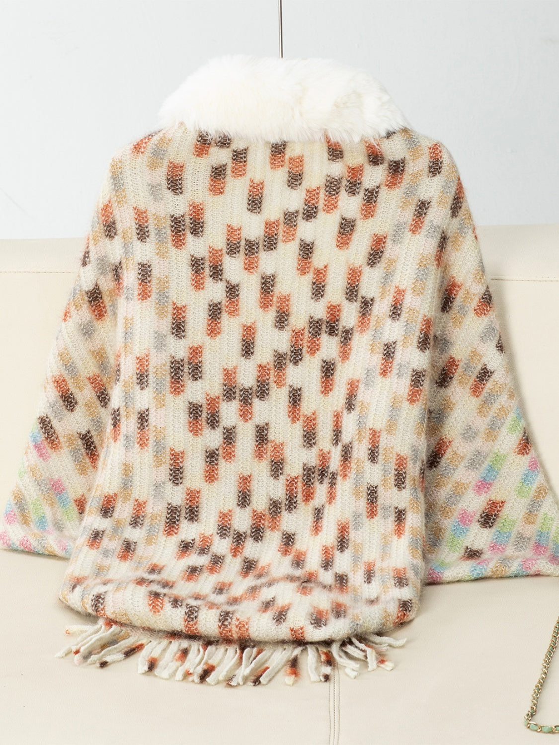 Fringe Fuzzy Open Front Poncho-Angel Casuals