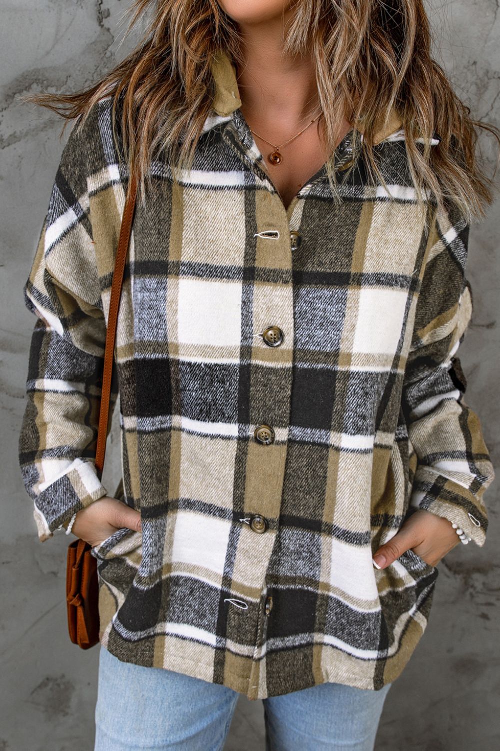 Plaid Button Up Hooded Shacket-Angel Casuals