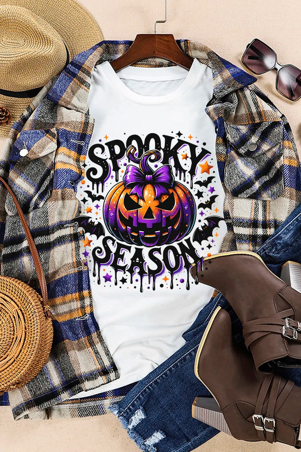 Full Size Jack-O'-Lantern Graphic Round Neck Short Sleeve T-Shirt-Angel Casuals