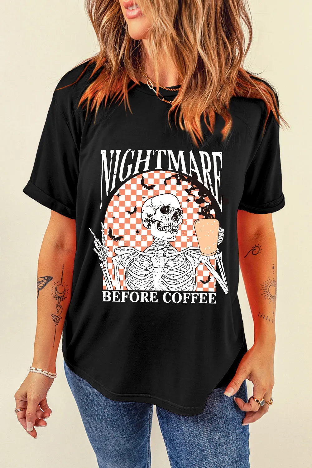 Graphic Round Neck Short Sleeve T-Shirt-Angel Casuals