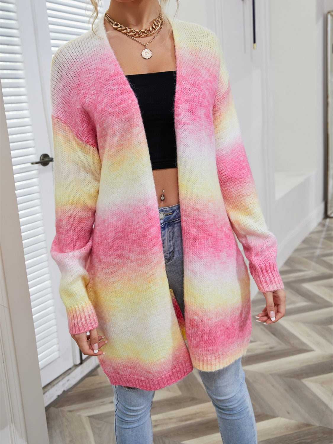 Angel Wings Full Size Gradient Open Front Cardigan-Angel Casuals