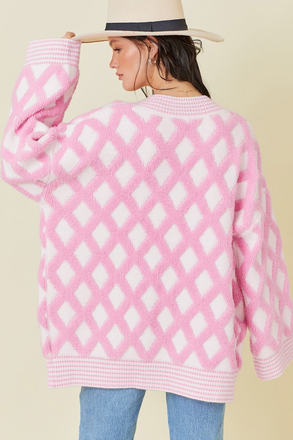 Geometric Open Front Long Sleeve Cardigan-Angel Casuals