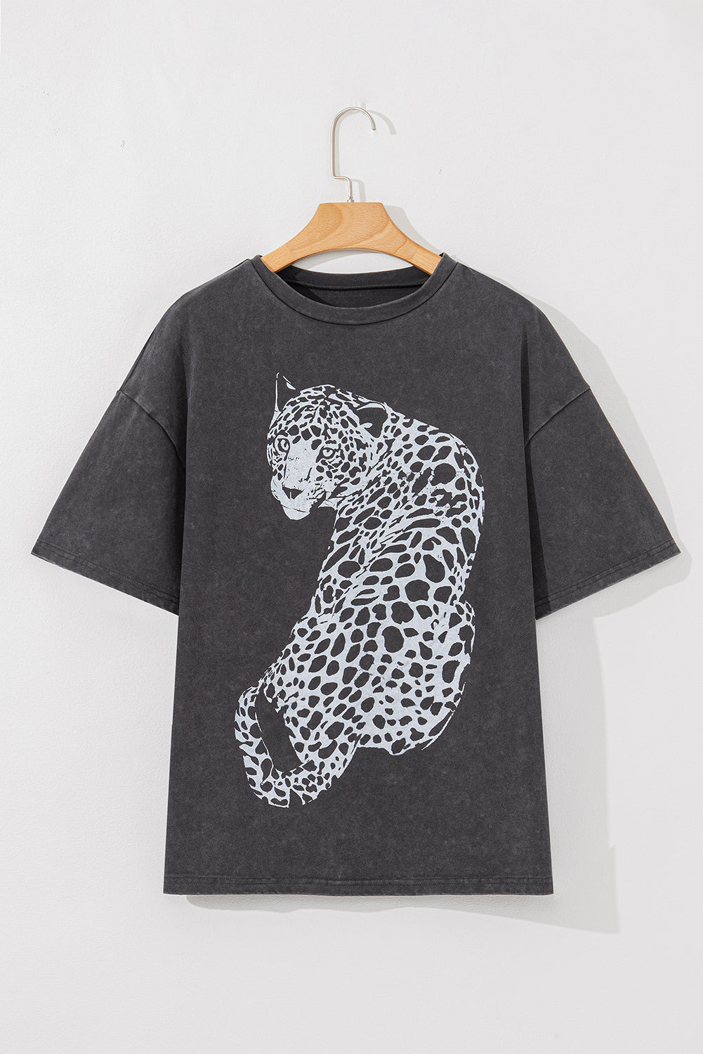 Cheetah Mineral Wash Round Neck Half Sleeve T-Shirt-Angel Casuals