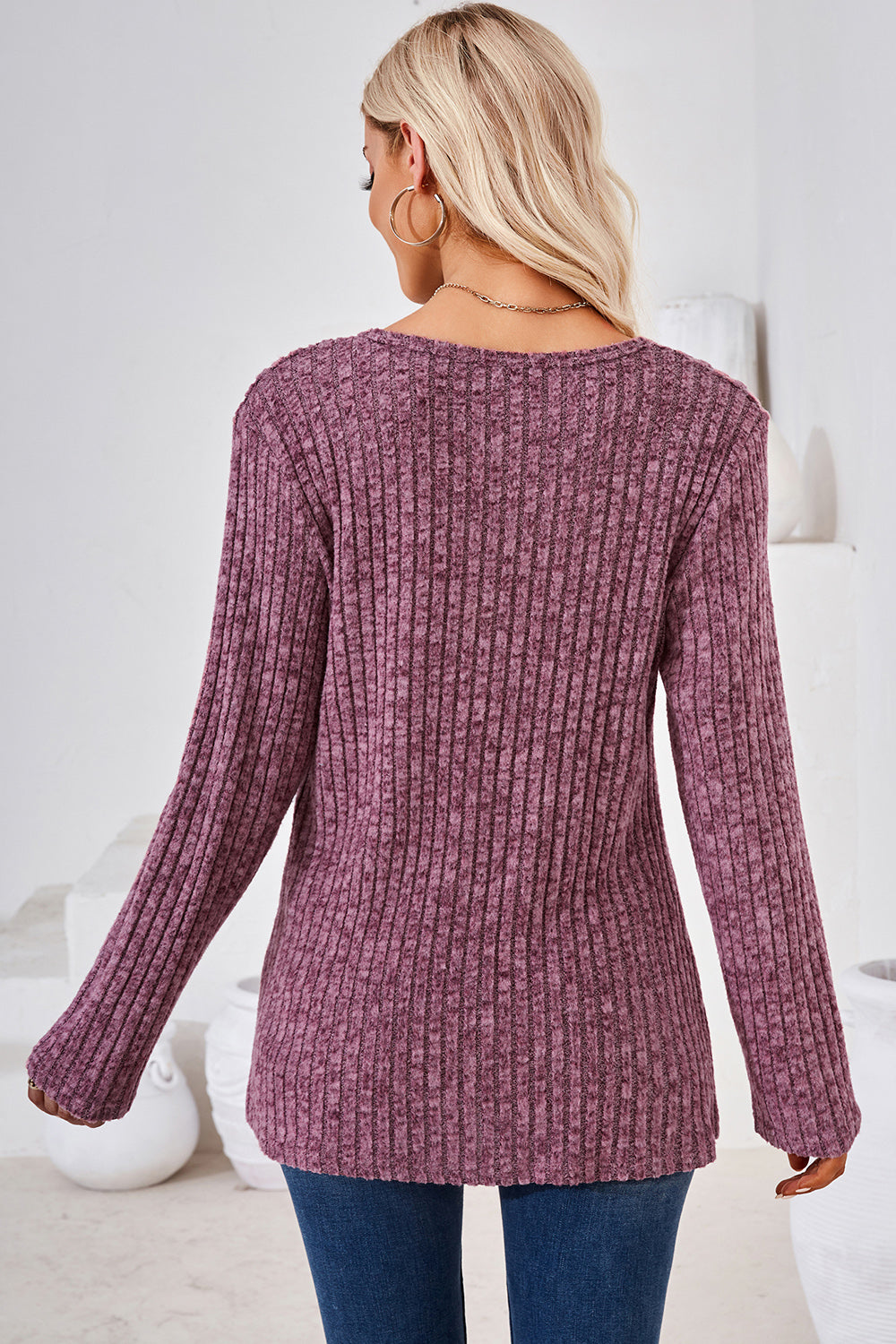 Round Neck Long Sleeve T-Shirt-Angel Casuals