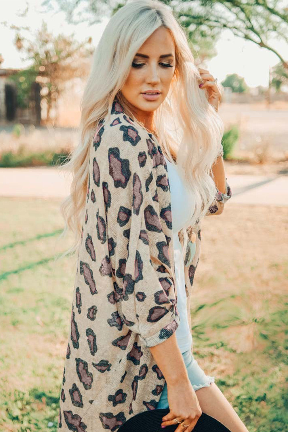 Printed Open Front Half Sleeve Cardigan-Angel Casuals