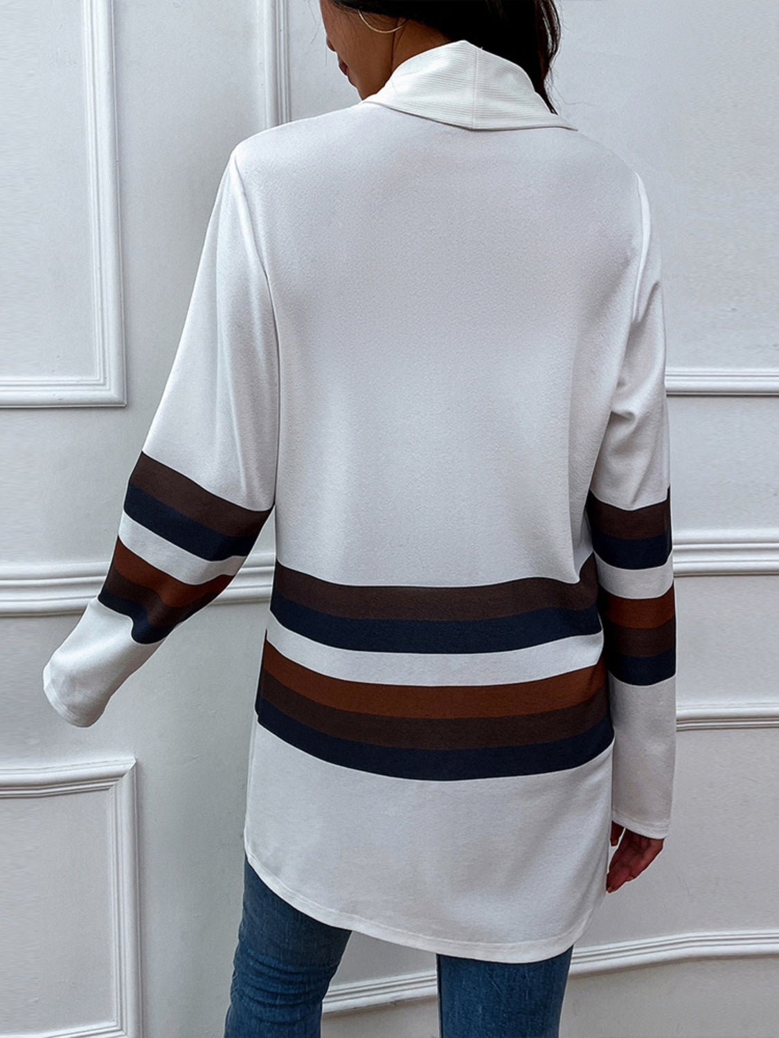 Shiny Color Block Open Front Cardigan-Angel Casuals