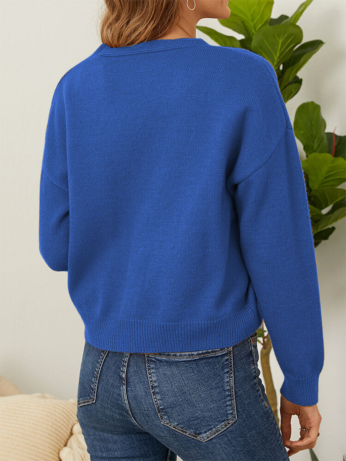 Flower Button Front Dropped Shoulder Cardigan-Angel Casuals
