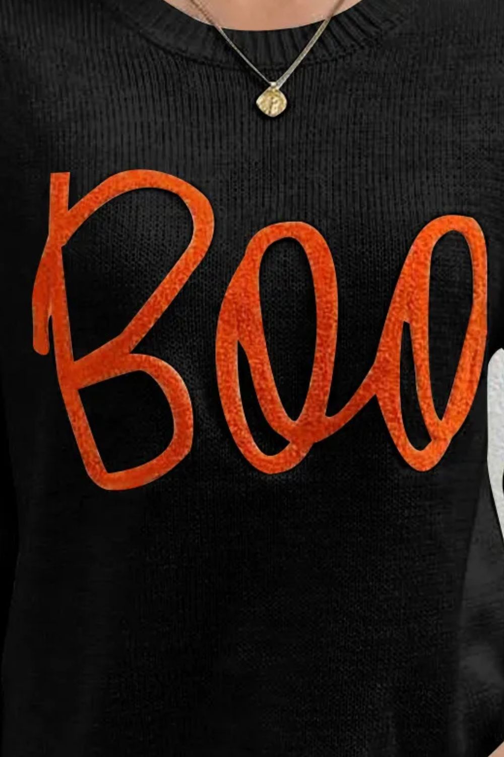 BOO Round Neck Long Sleeve Sweater-Angel Casuals