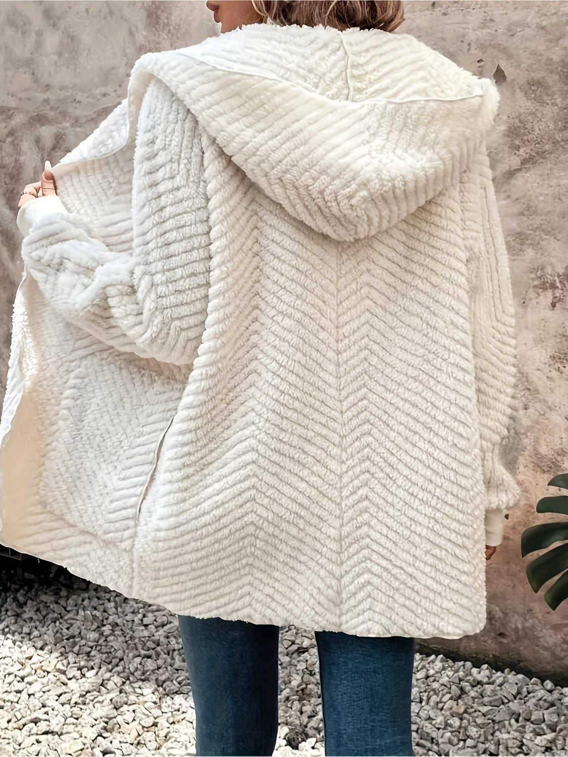 Open Front Long Sleeve Hooded Fuzzy Cardigan-Angel Casuals