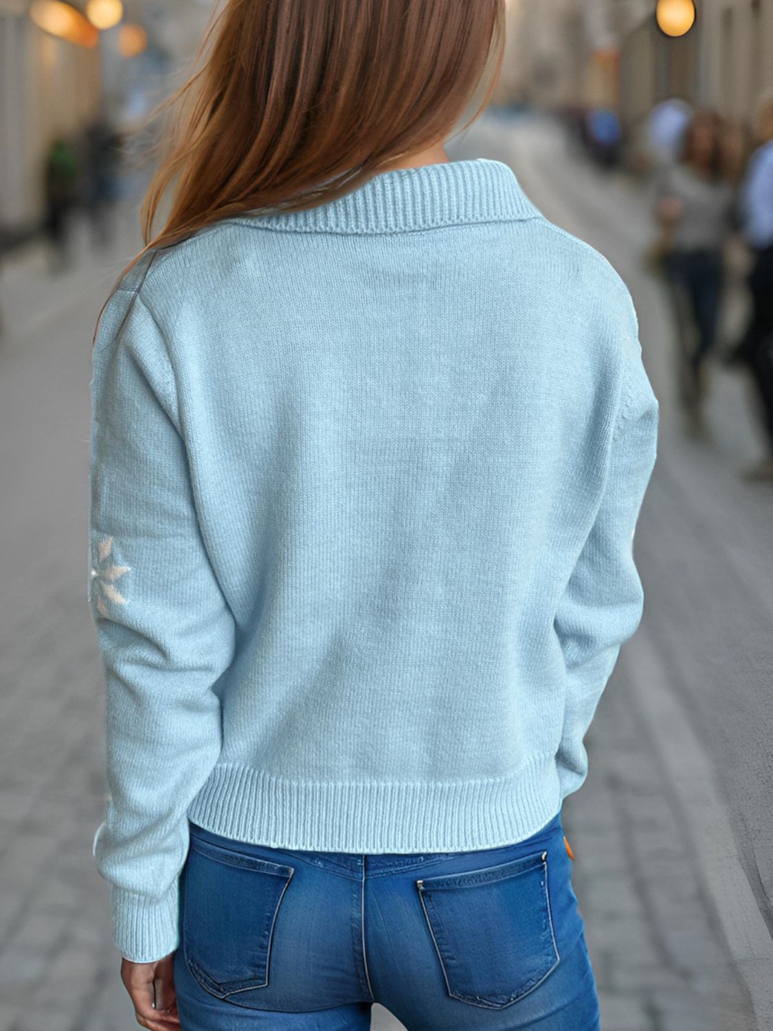 Pearl Trim Collared Neck Long Sleeve Cardigan-Angel Casuals