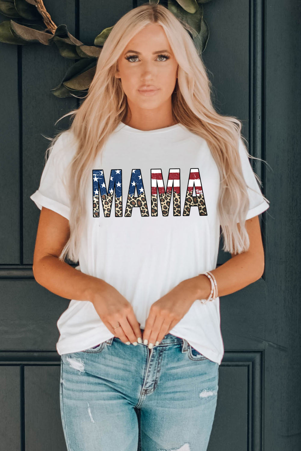 MAMA Round Neck Short Sleeve T-Shirt-Angel Casuals