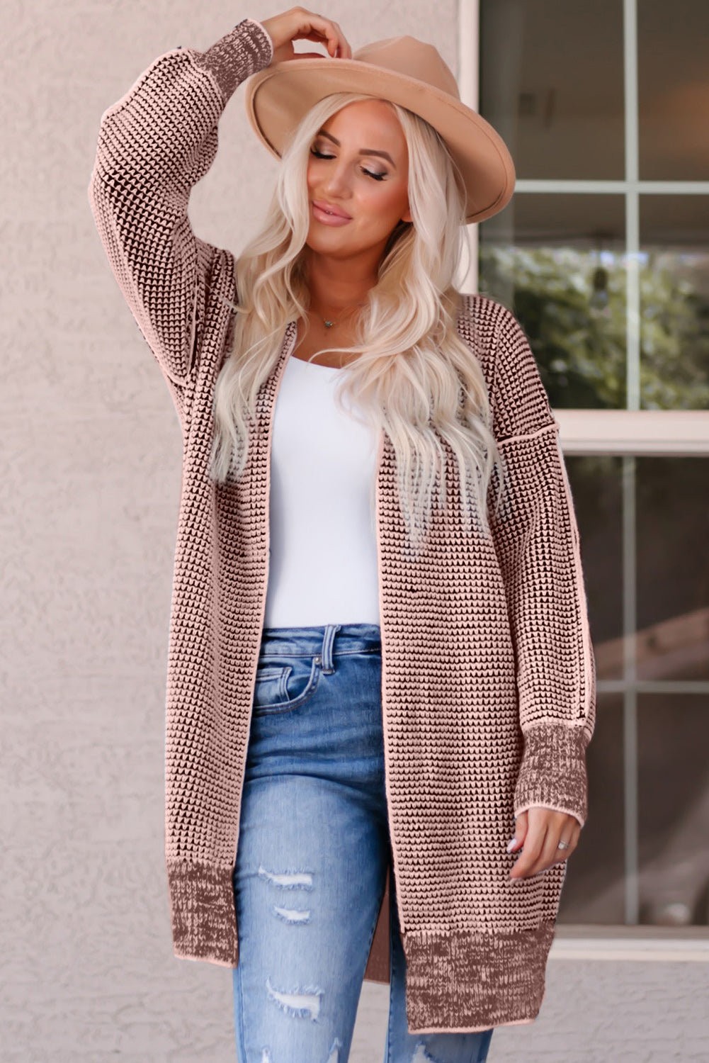 Woven Right Heathered Open Front Longline Cardigan-Angel Casuals